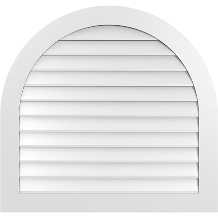 Ekena Millwork Round Top Surface Mount PVC Gable Vent: Non-Functional, w/ 3-1/2"W x 1"P Standard Frame, 40"W x 38"H GVPRT40X3801SN
